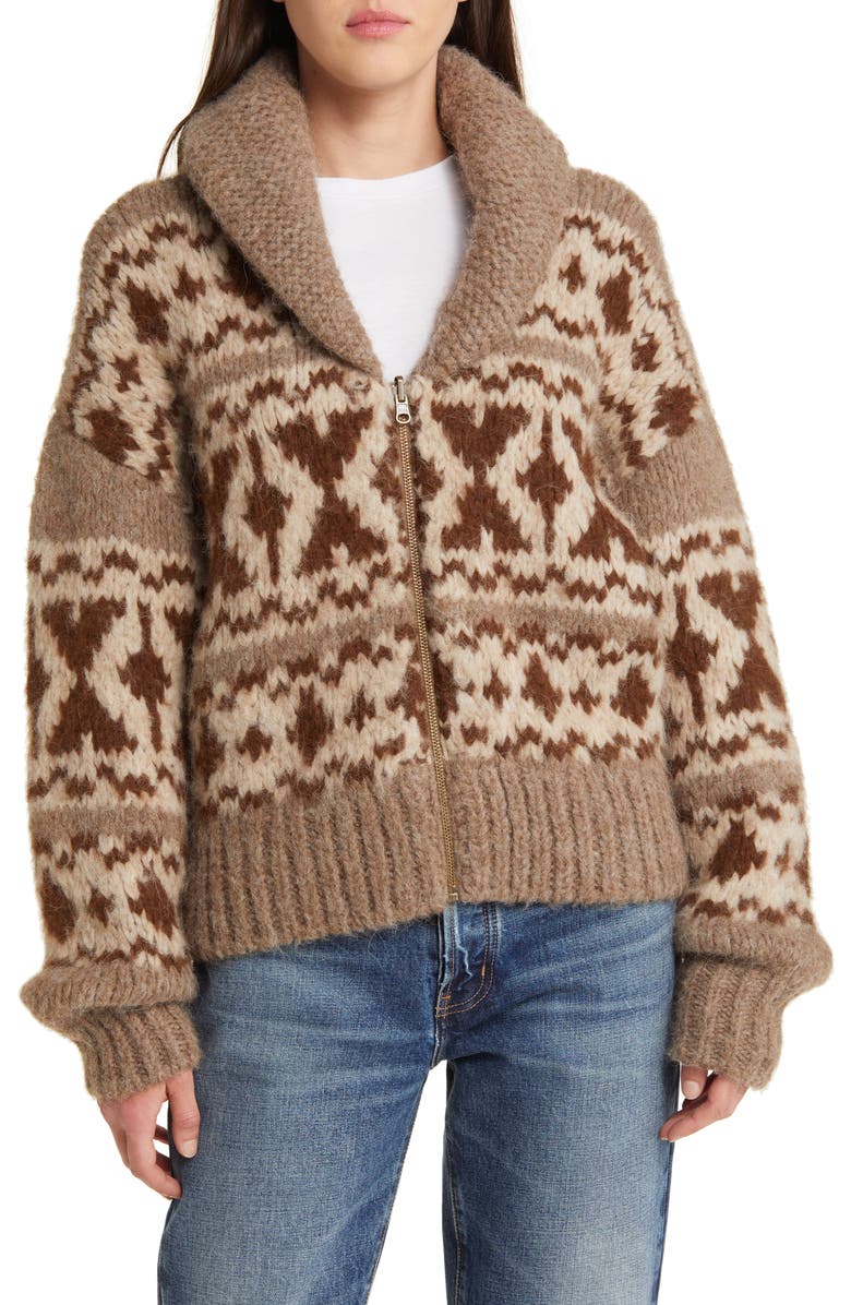 FRAME Zip-Up Fair Isle Sweater, Alternate, color, 