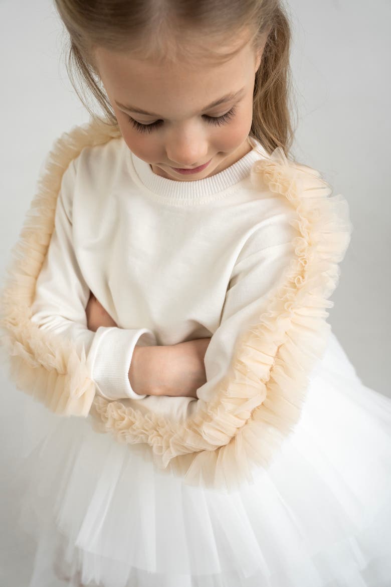 Poppy Ruffle Sweatshirt, Alternate, color, White Lily
