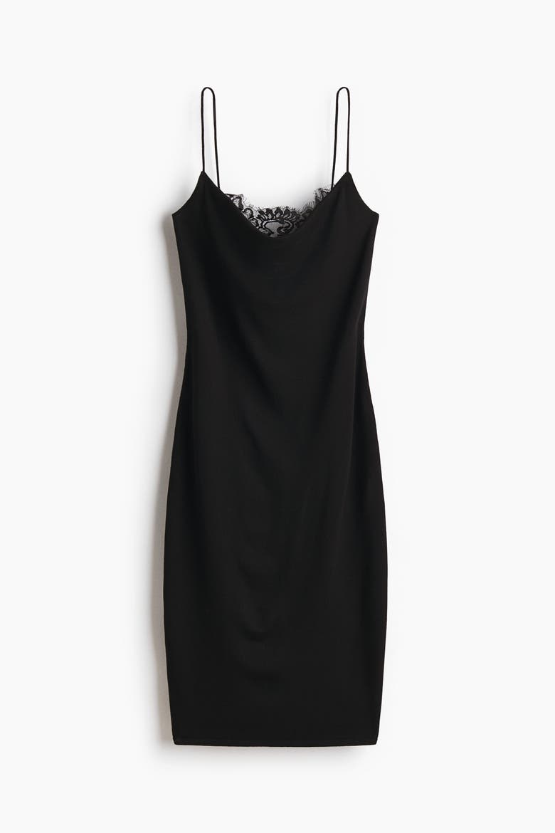 Lace-trimmed Dress, Alternate, color, Black