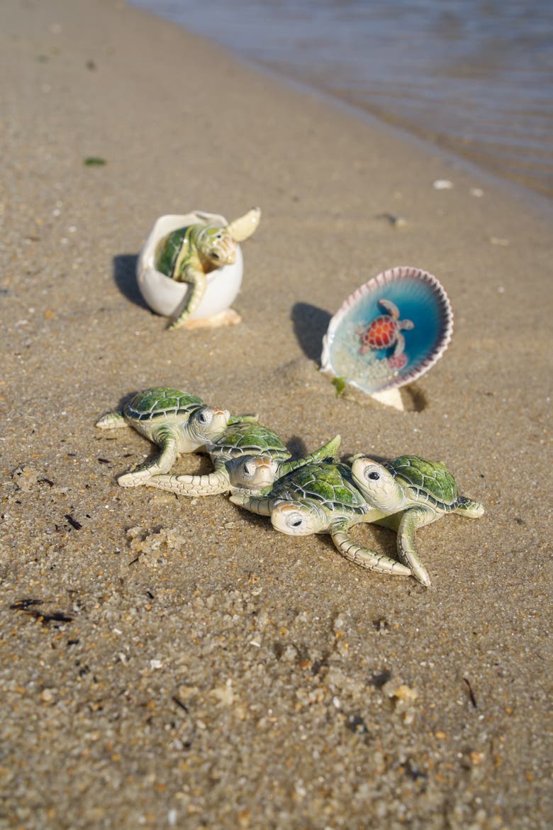 Sea Turtle Family Figurine, Alternate, color, Green