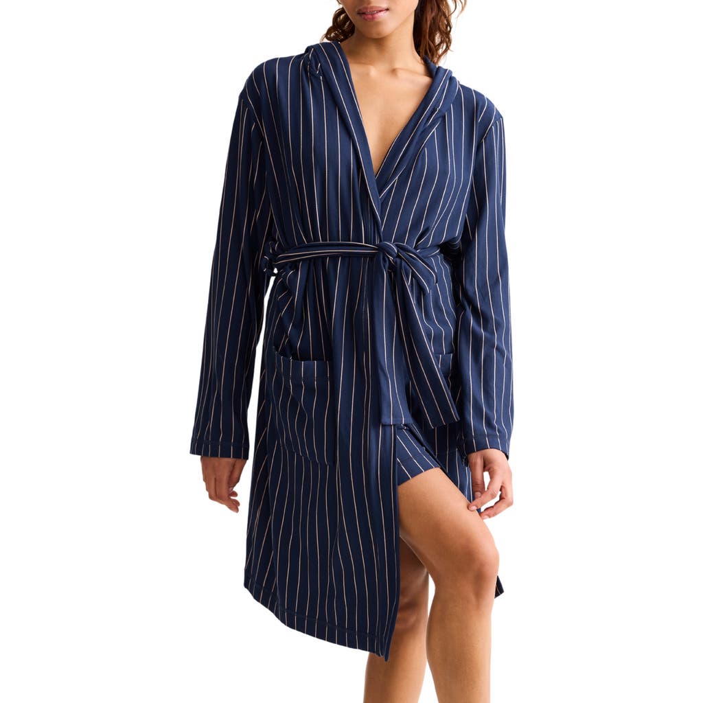 Fleur't Hooded Robe In Blue
