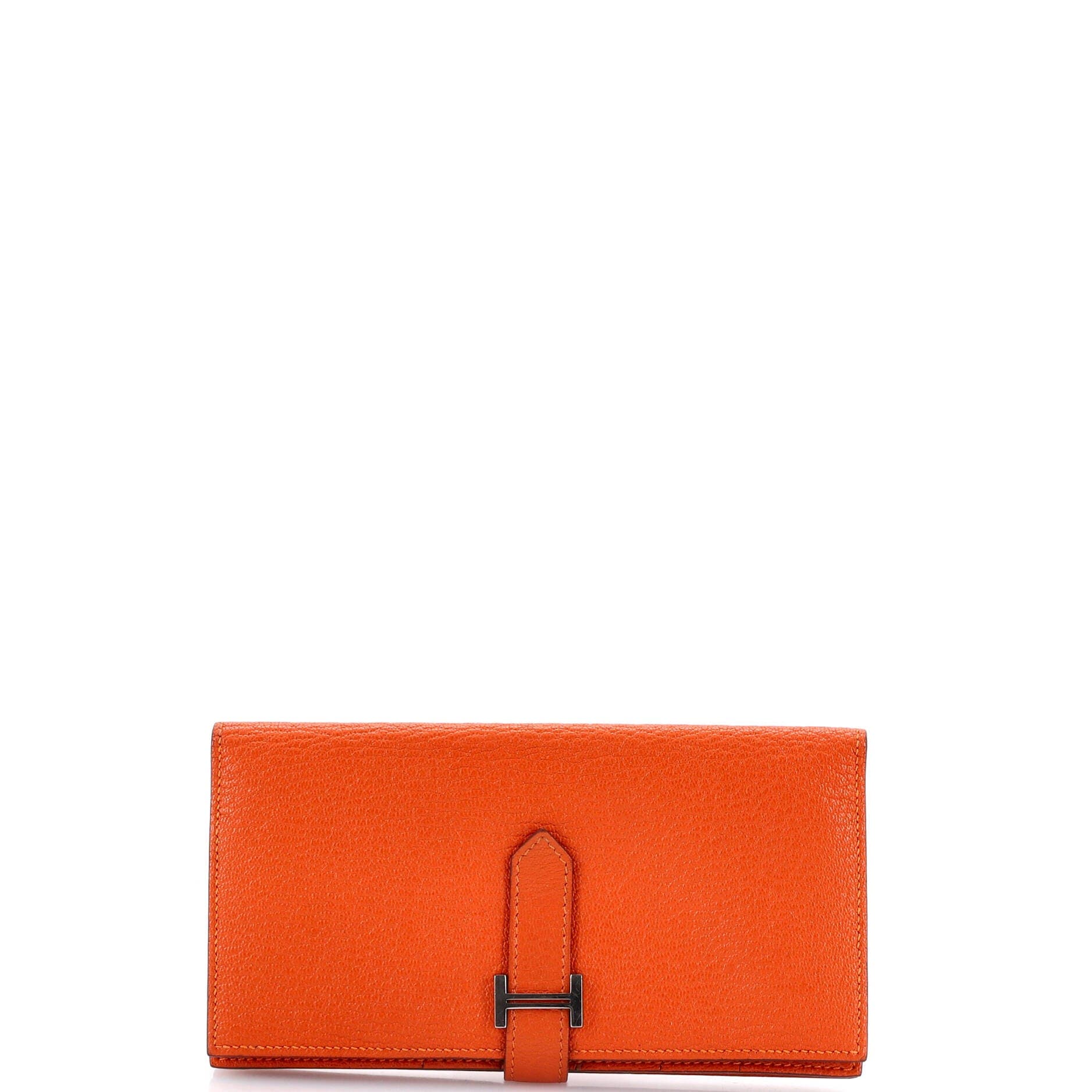 Pre-Owned Hermes Bearn Wallet Chevre Mysore Long, Main, color, Feu