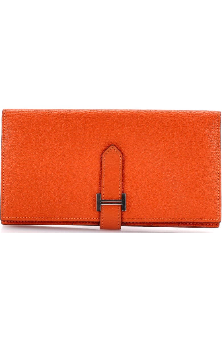 Pre-Owned Hermes Bearn Wallet Chevre Mysore Long, Main, color, Feu