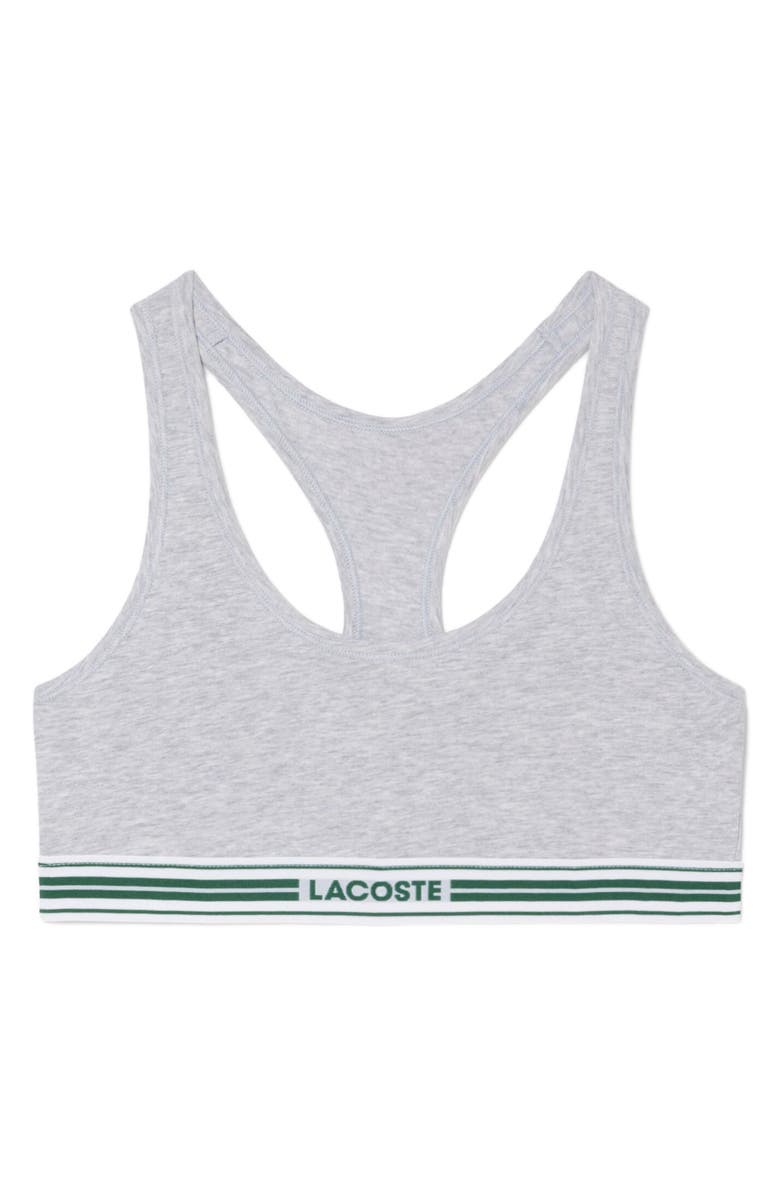 Lacoste Racerback Padded Stretch Cotton Bralette, Alternate, color, Silver Chine