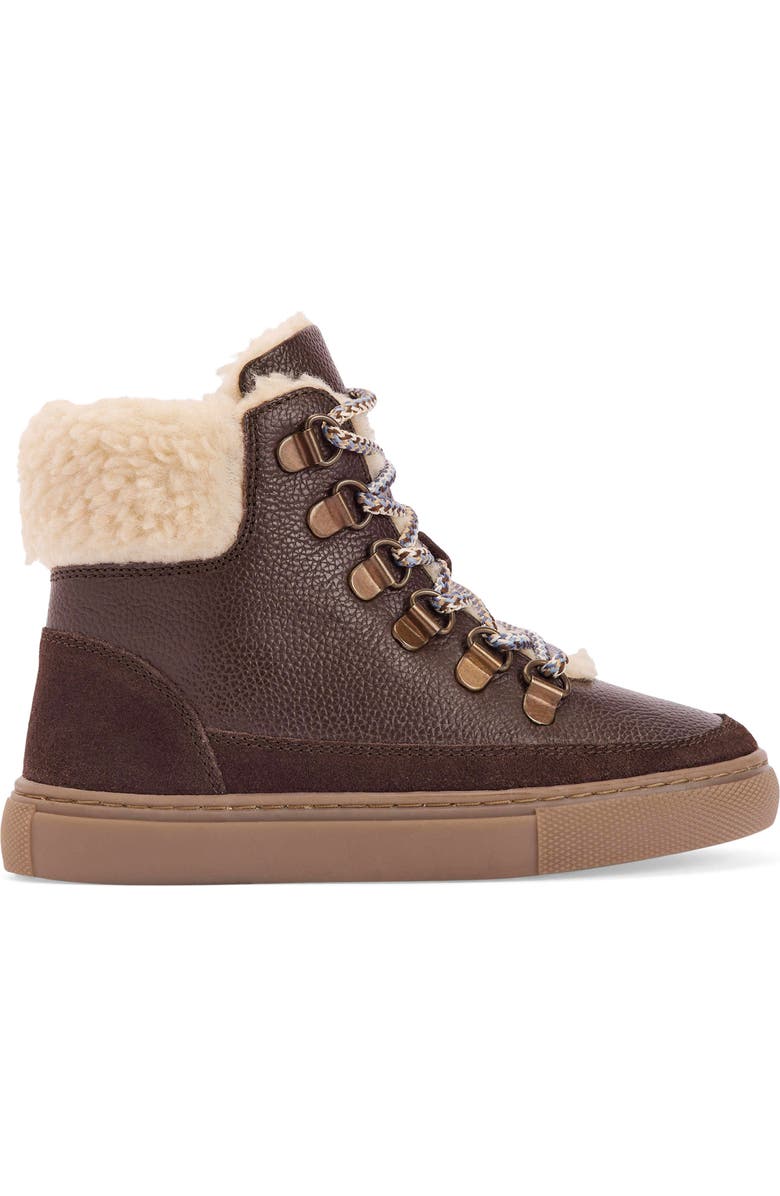 Boden Kids' Borg Faux Fur Lined Lace-Up Boot, Alternate, color, Brown