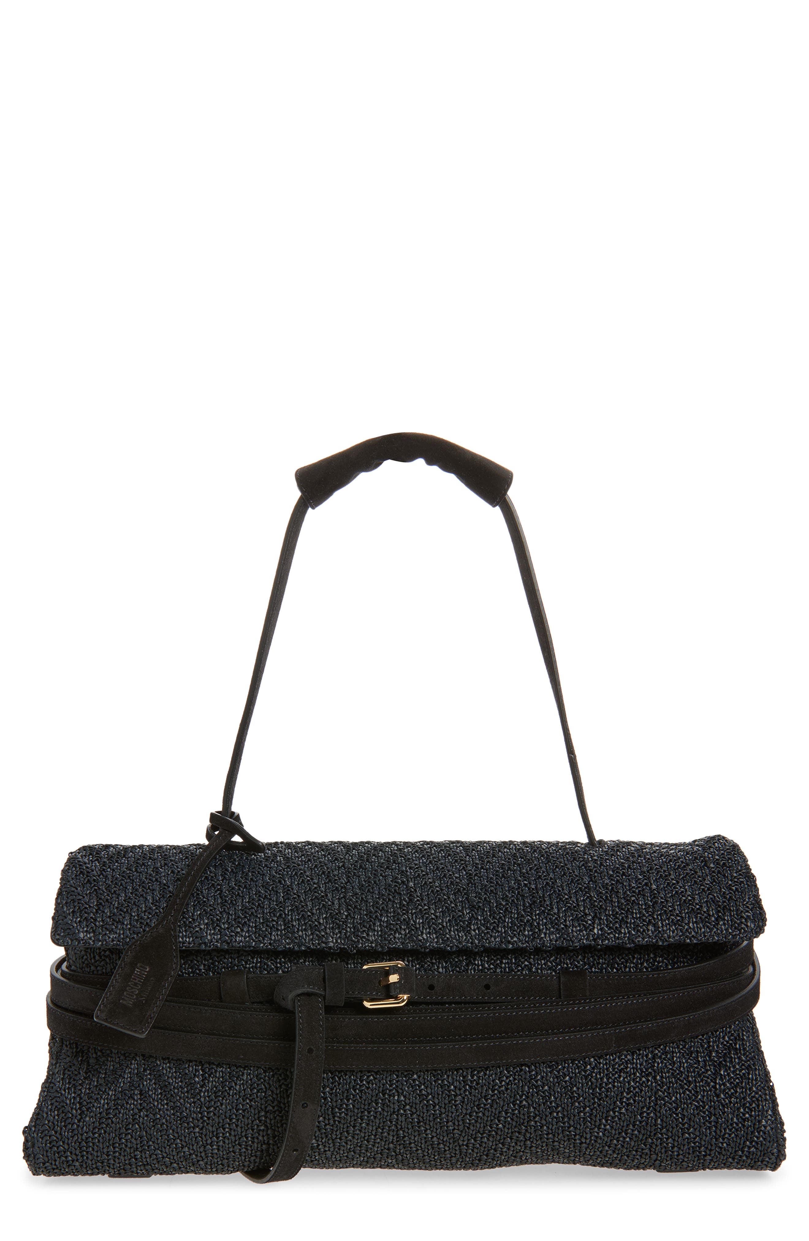 Moschino Tie Me East/West Shoulder Bag, Main, color, 00A Black/ Black