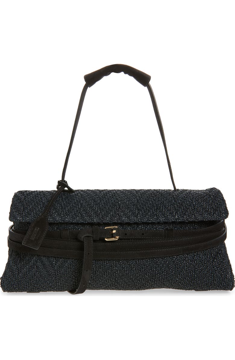 Moschino Tie Me East/West Shoulder Bag, Main, color, 00A Black/ Black