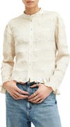 AllSaints Meg Smocked Button-Up Shirt