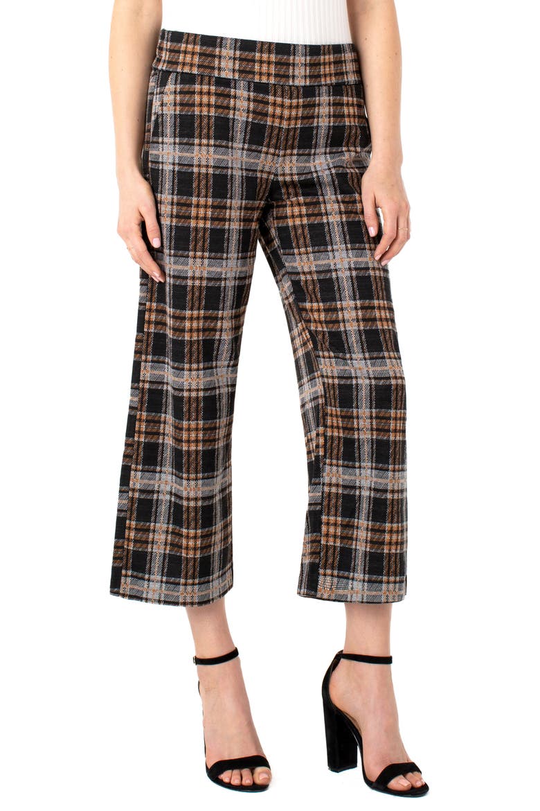 Mabel Plaid High Waist Wide Leg Crop Pants, Alternate, color, GREY/ RUST/ BLACK