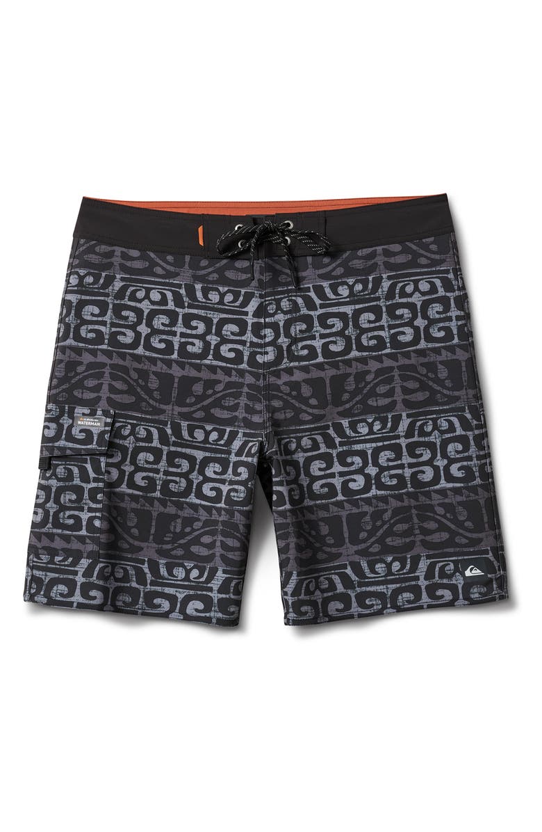 Quiksilver Stacked 19 Swim Trunks, Main, color, Phantom