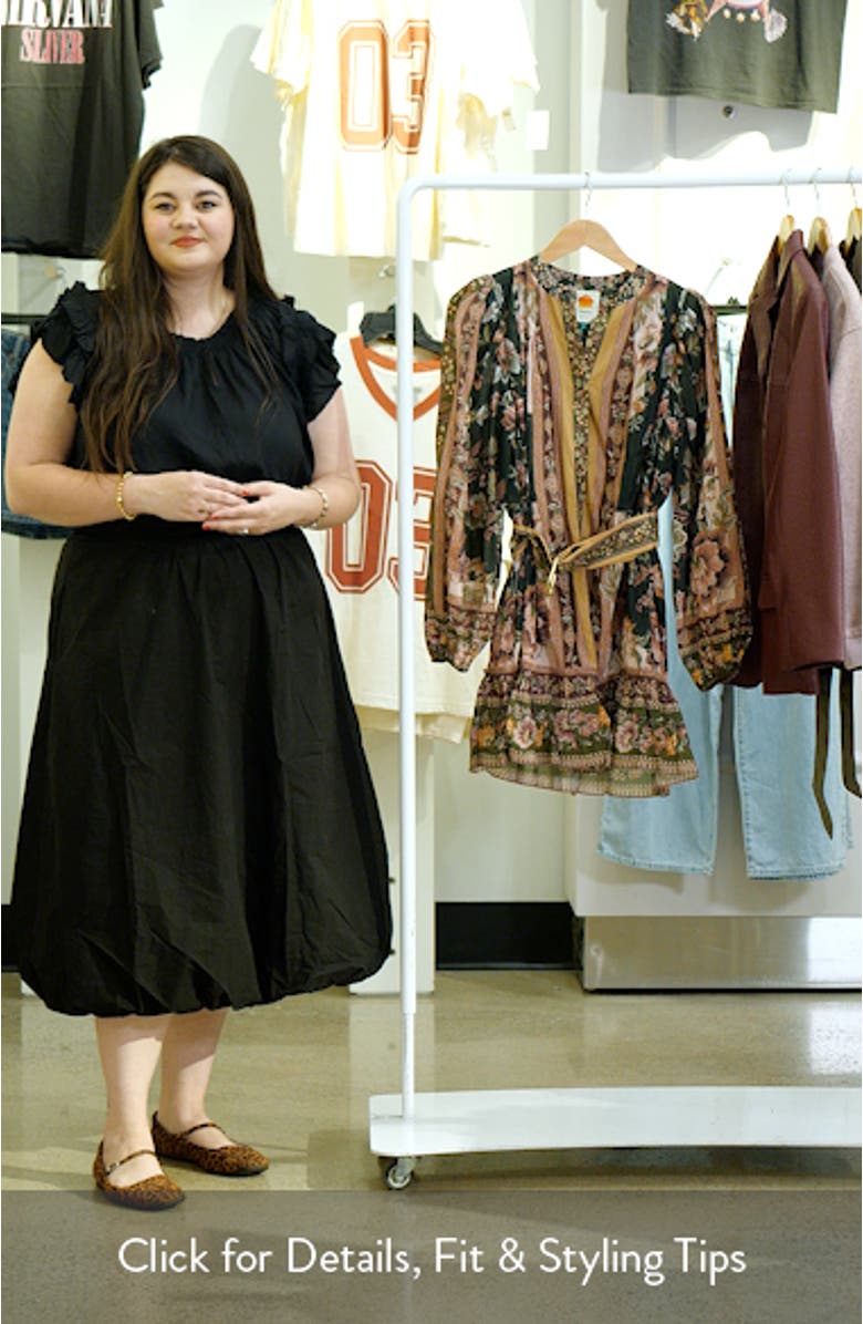 Flowering Garden Tree Long Sleeve Cotton Blend Minidress, sales video thumbnail