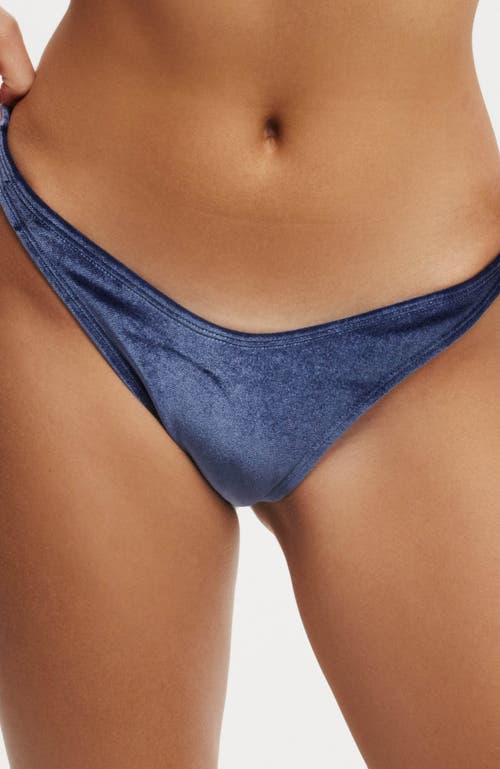 Cotton On Body Refined High Side Brazilian Bikini Bottom In Ocean Water Velvet
