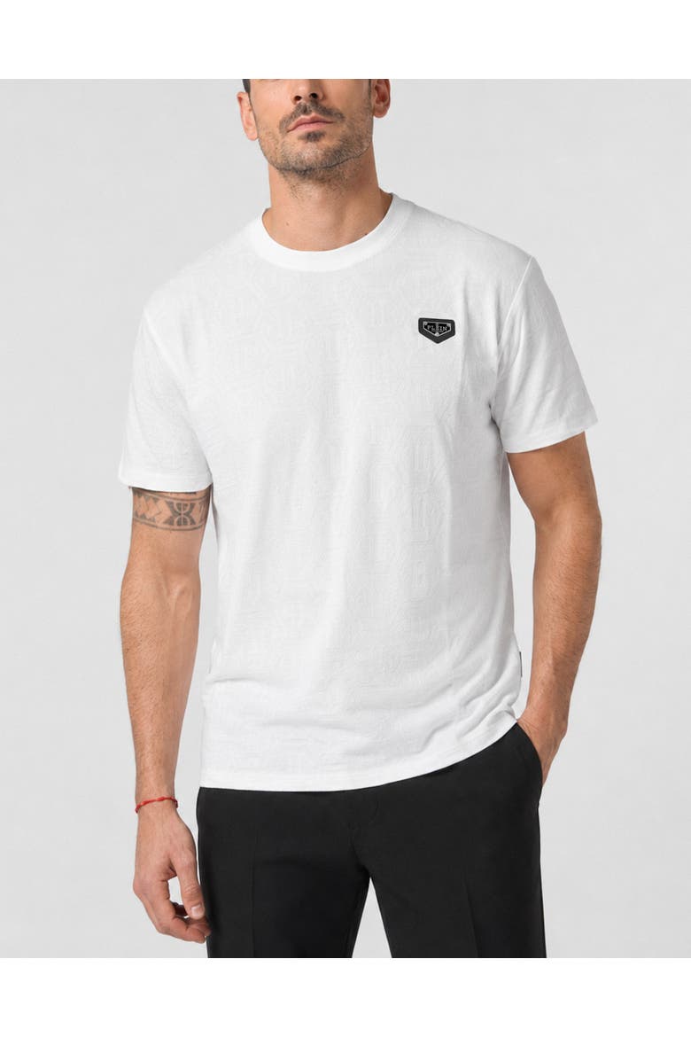 Jacquard T-Shirt Monogram Men, Main, color, white