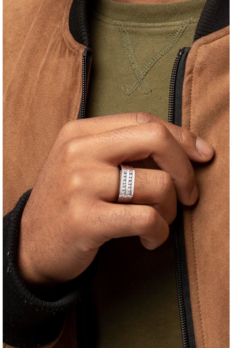 Men's Diamond Double Ring - 0.322ct., Alternate, color, WHITE