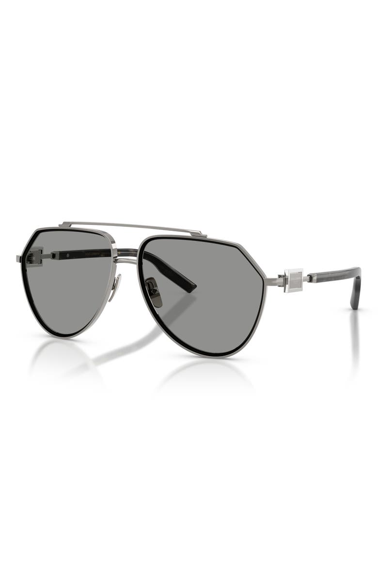 Dolce&Gabbana 62mm Oversize Pilot Sunglasses, Alternate, color, Gunmetal / Grey
