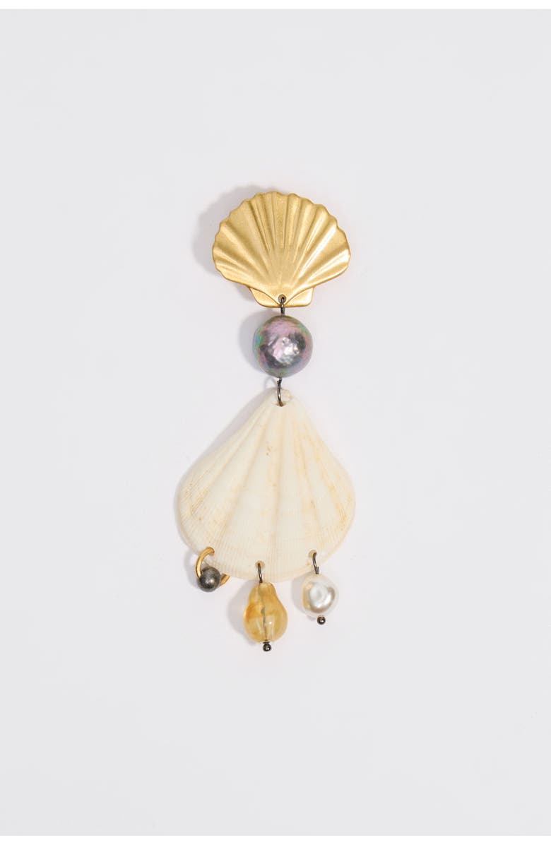 Bimba y Lola Metal And Seashell Earrings, Alternate, color, White