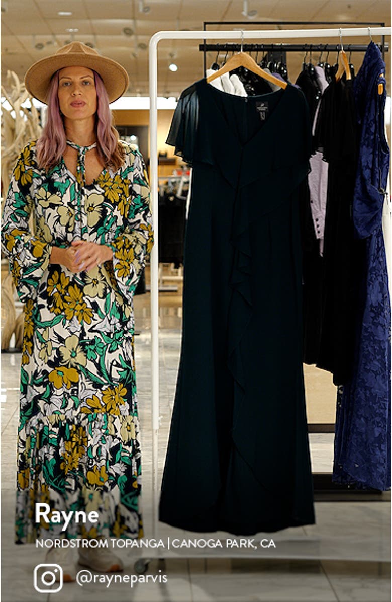 Chiffon Overlay Crepe Mermaid Gown, sales video thumbnail