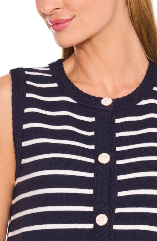 Cece Stripe Crewneck Sweater Vest In Blue
