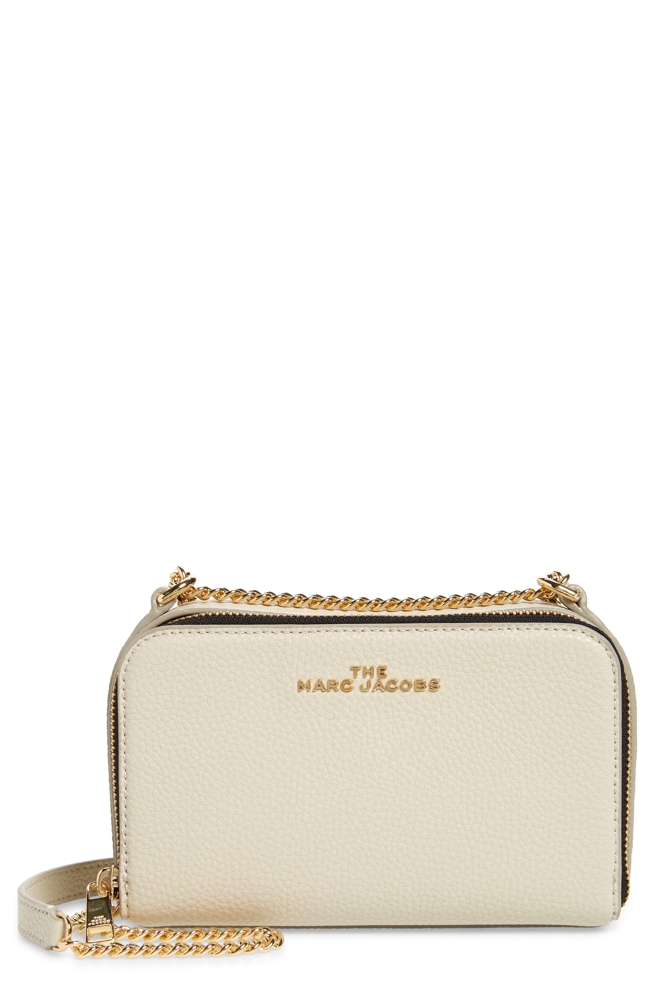 The Marc Jacobs Leather Crossbody Bag, Main, color, OATMILK
