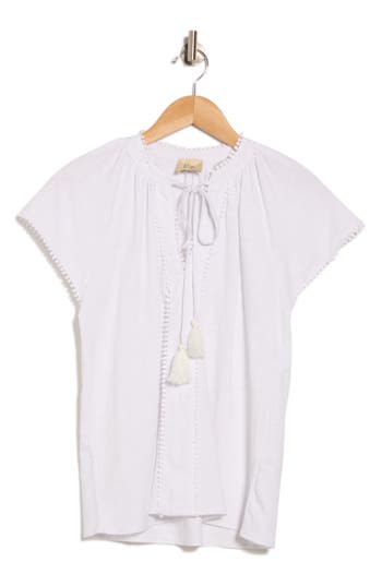 Elie Elie Tahari Split Neck Short Sleeve Top