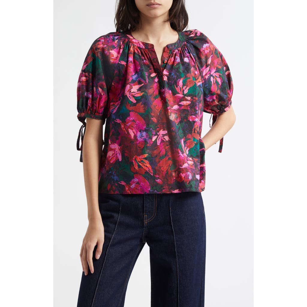 ULLA JOHNSON ULLA JOHNSON VIENNE FLORAL PRINT PUFF SLEEVE TOP