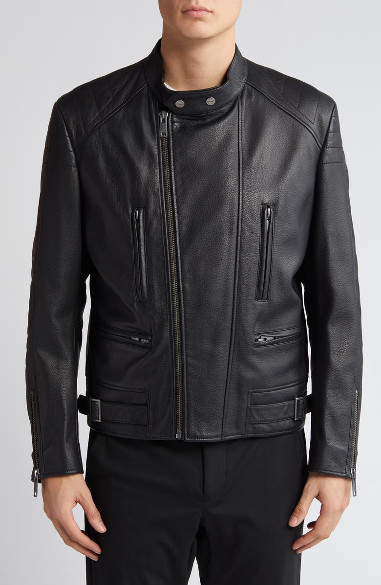 BOSS Lewis Leather Jacket, Alternate, color,