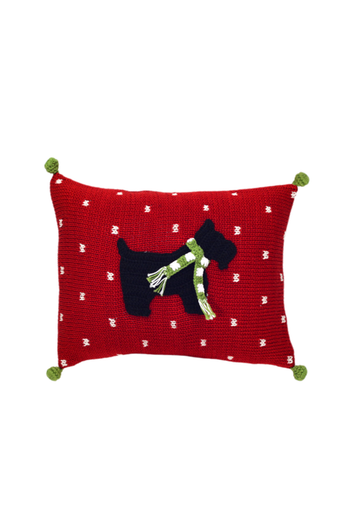 Melange Collection Scottie Dog Mini Pillow in Red 