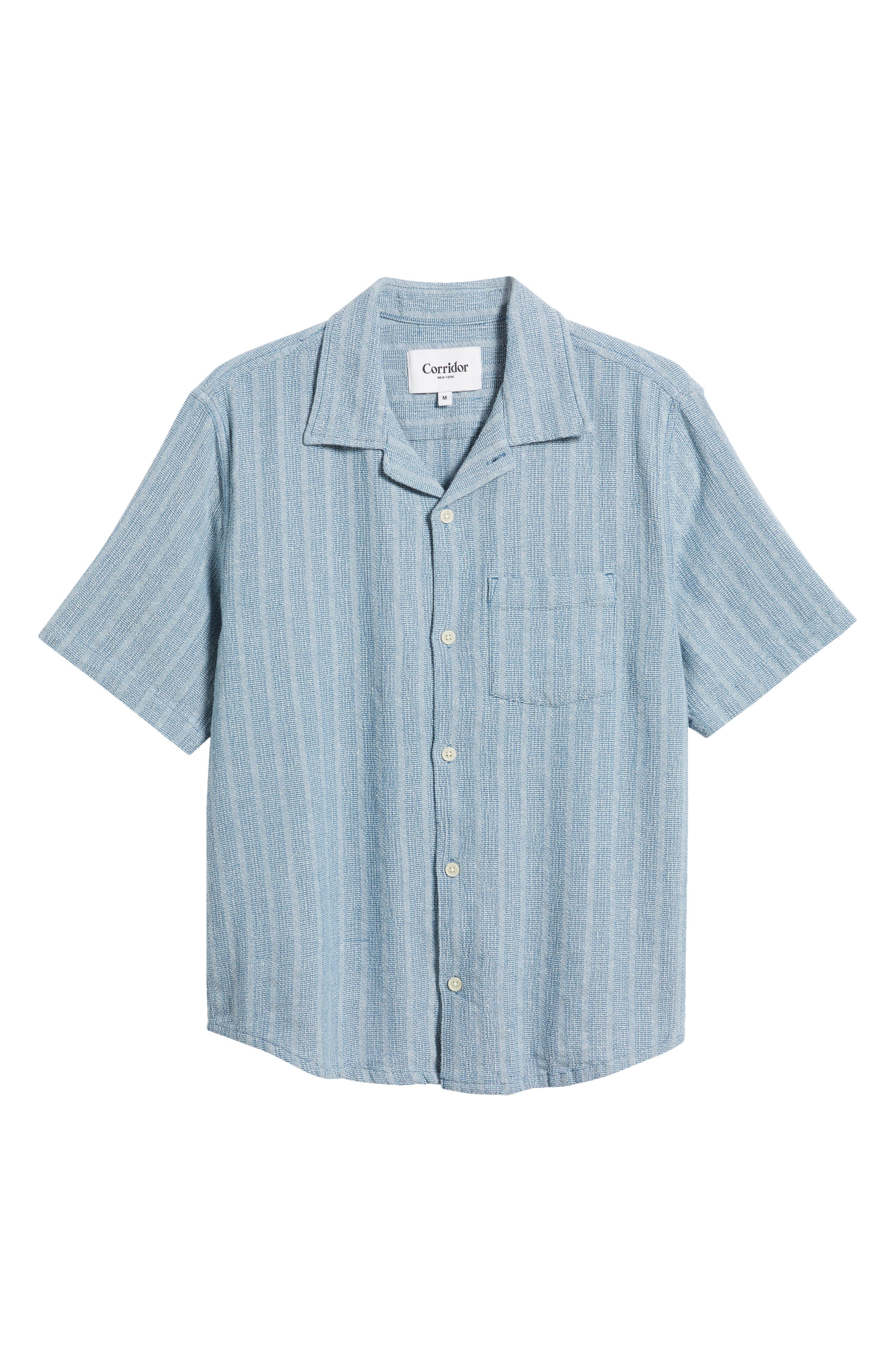 Basket Weave Short Sleeve Button-Up Shirt