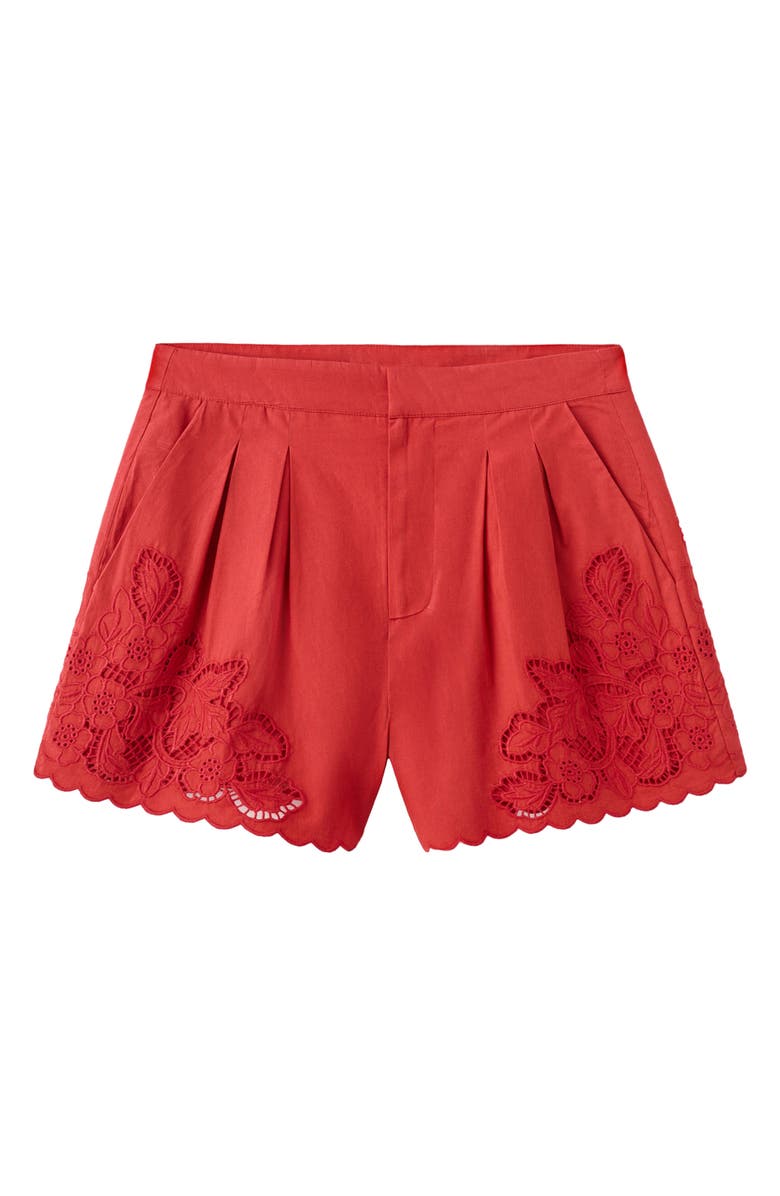 MANGO Embroidered Lace Trim Shorts, Alternate, color, 