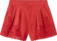 MANGO Embroidered Lace Trim Shorts
