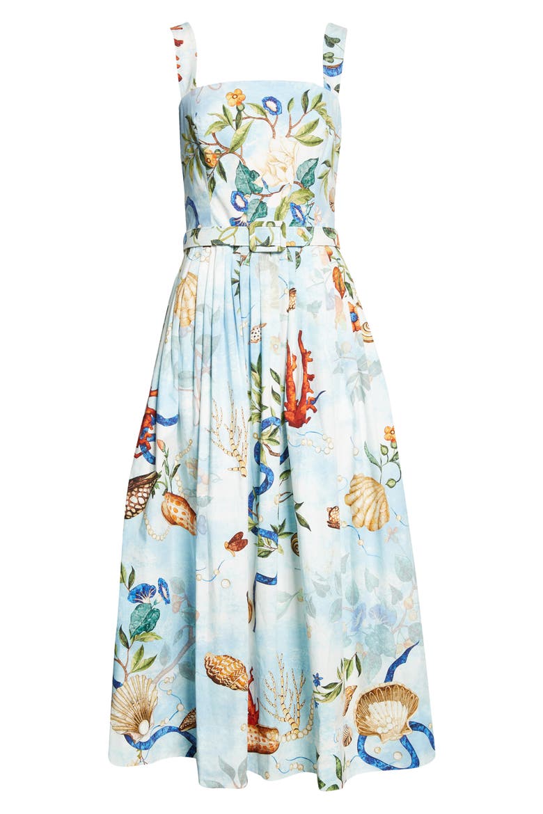 Pietre Dure Print Stretch Cotton Sundress, Alternate, color, SKY MULTI