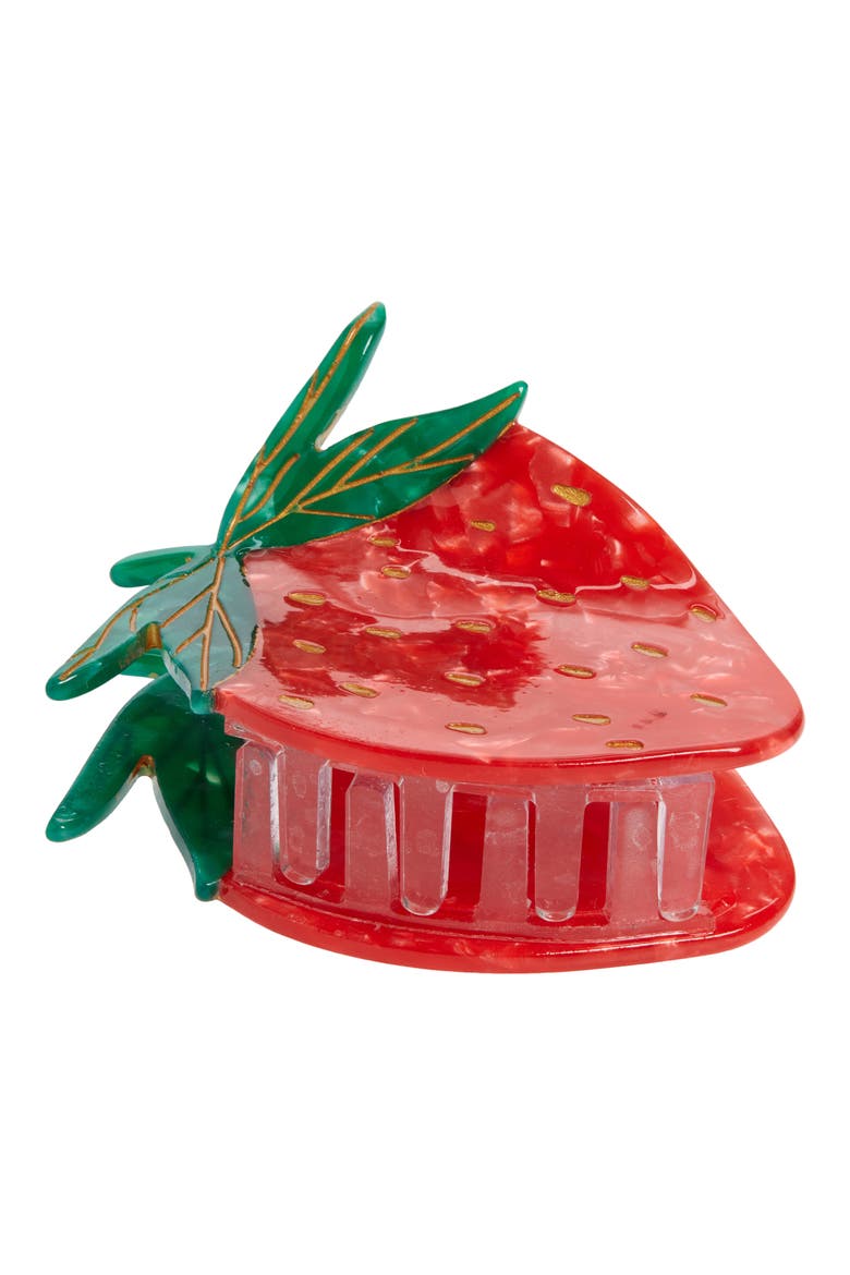 Strawberry Claw Hair Clip, Main, color, RED