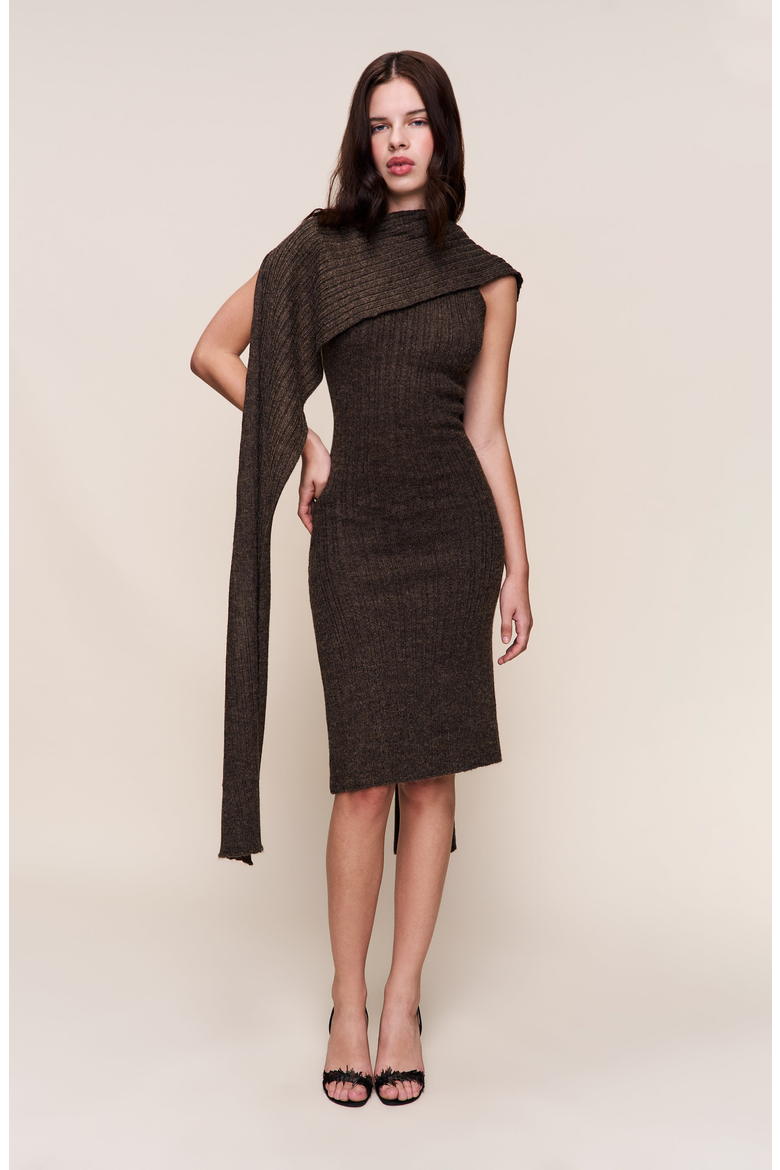 Hooded Knit Dress, Alternate, color, Dark Olive