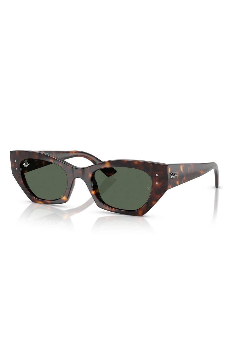 Ray-Ban Zena 49mm Geometric Sunglasses, Alternate, color, Havana / Dark Green