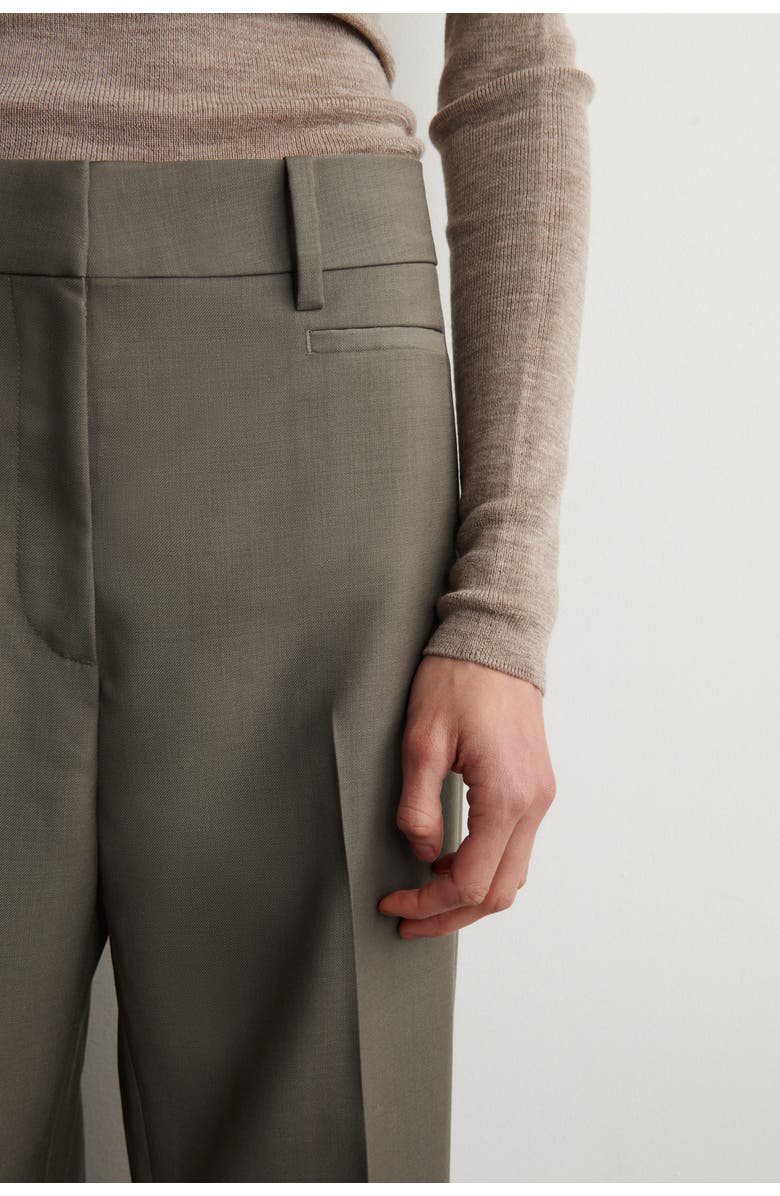 COS Tailored Wool-twill Bootcut Trousers, Alternate, color, Taupe