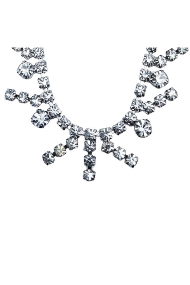 Vintage 1950s Rhinestone Art Deco Glamorous 15" Choker Necklace, Main, color, Gold