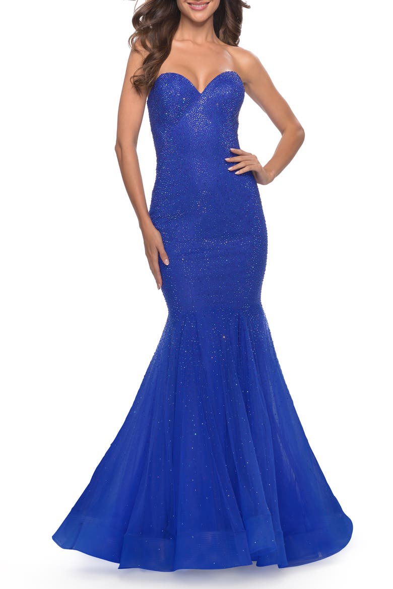 Rhinestone Mermaid Prom Dress with Sweetheart Neckline, Main, color, Royal Blue