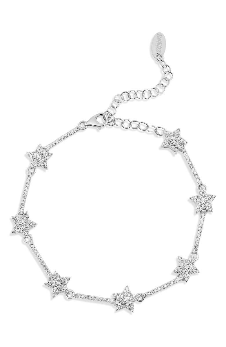 SHYMI Pavé Star Station Tennis Bracelet, Main, color, Silver