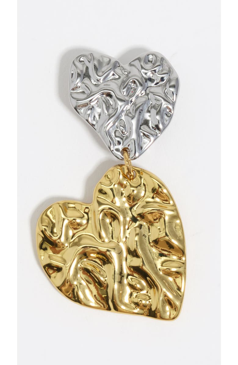 Bimba y Lola Two-Tone Textured Hearts Earrings, Alternate, color, Multigold