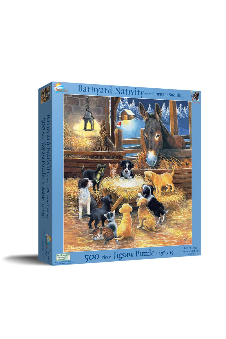 Barnyard Nativity 500 piece Jigsaw Puzzle for Adults, Main, color, Multicolor