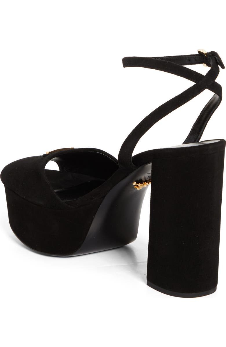 Prada Triangle Logo Ankle Strap Plaform Sandal, Alternate, color, Nero