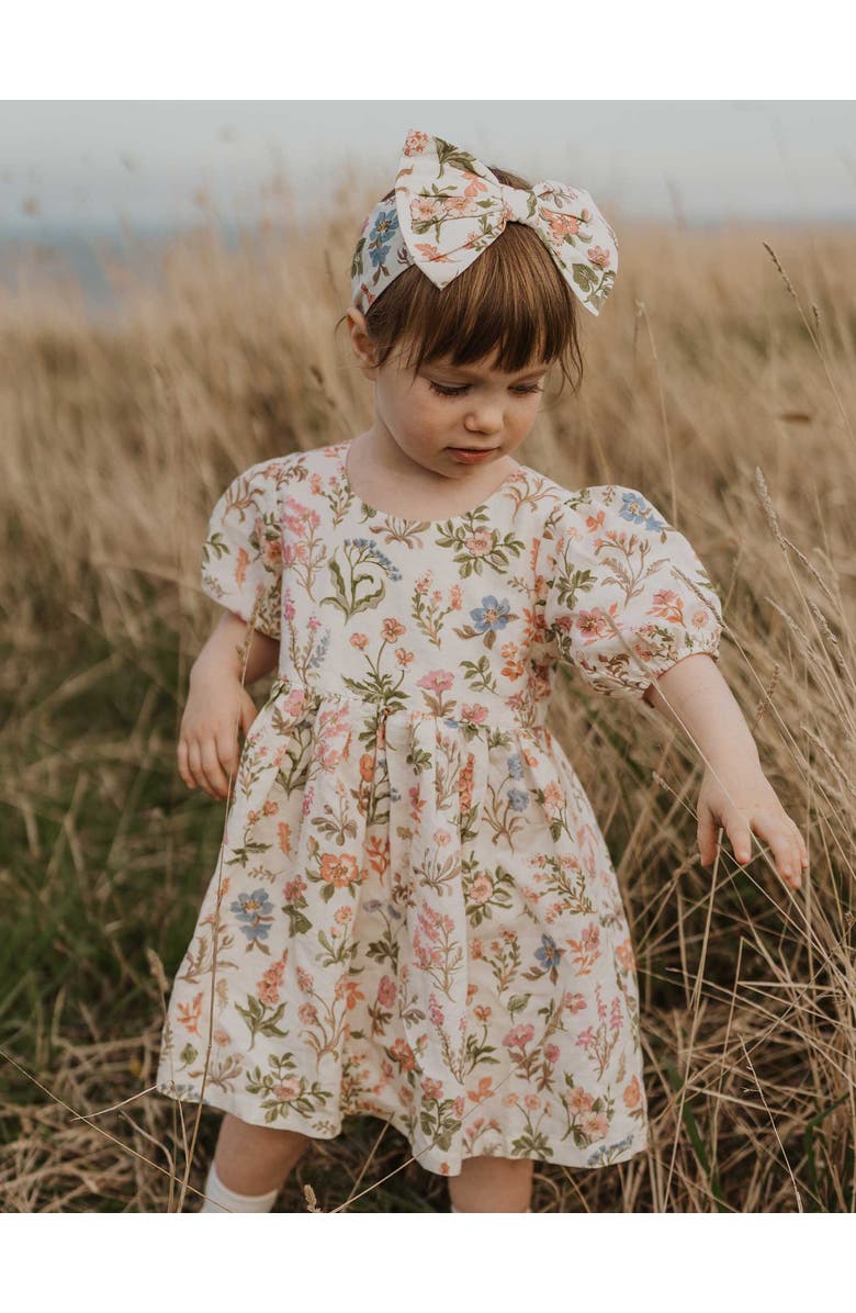 Purebaby Linen Blend Dress & Headband, Alternate, color, Dune Flowers Print