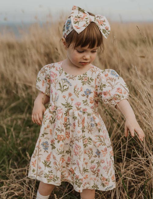 Purebaby Linen Blend Dress & Headband In Multi