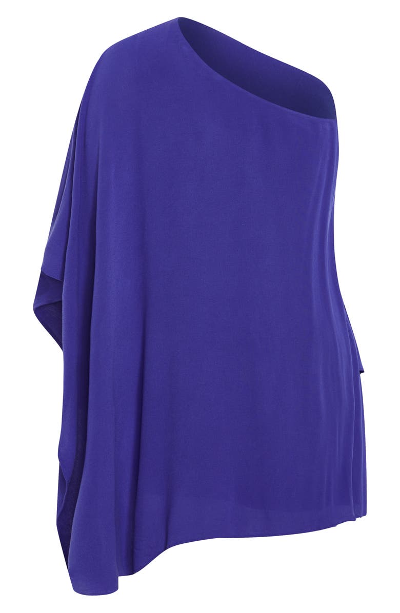 City Chic Lily One-Shoulder Cape Dress, Alternate, color, Purple