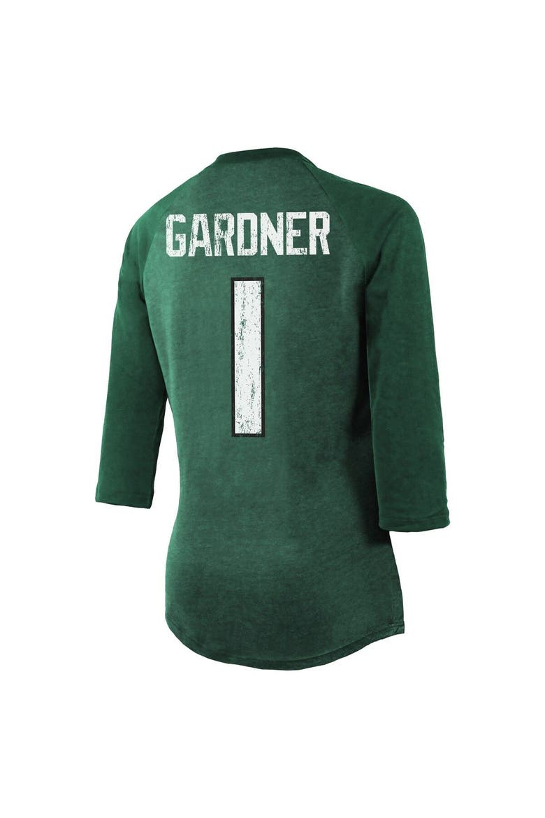 Women's Majestic Threads Ahmad Sauce Gardner Green New York Jets Player Name & Number Tri-Blend 3/4-Sleeve Fitted T-Shirt, Alternate, color, Green
