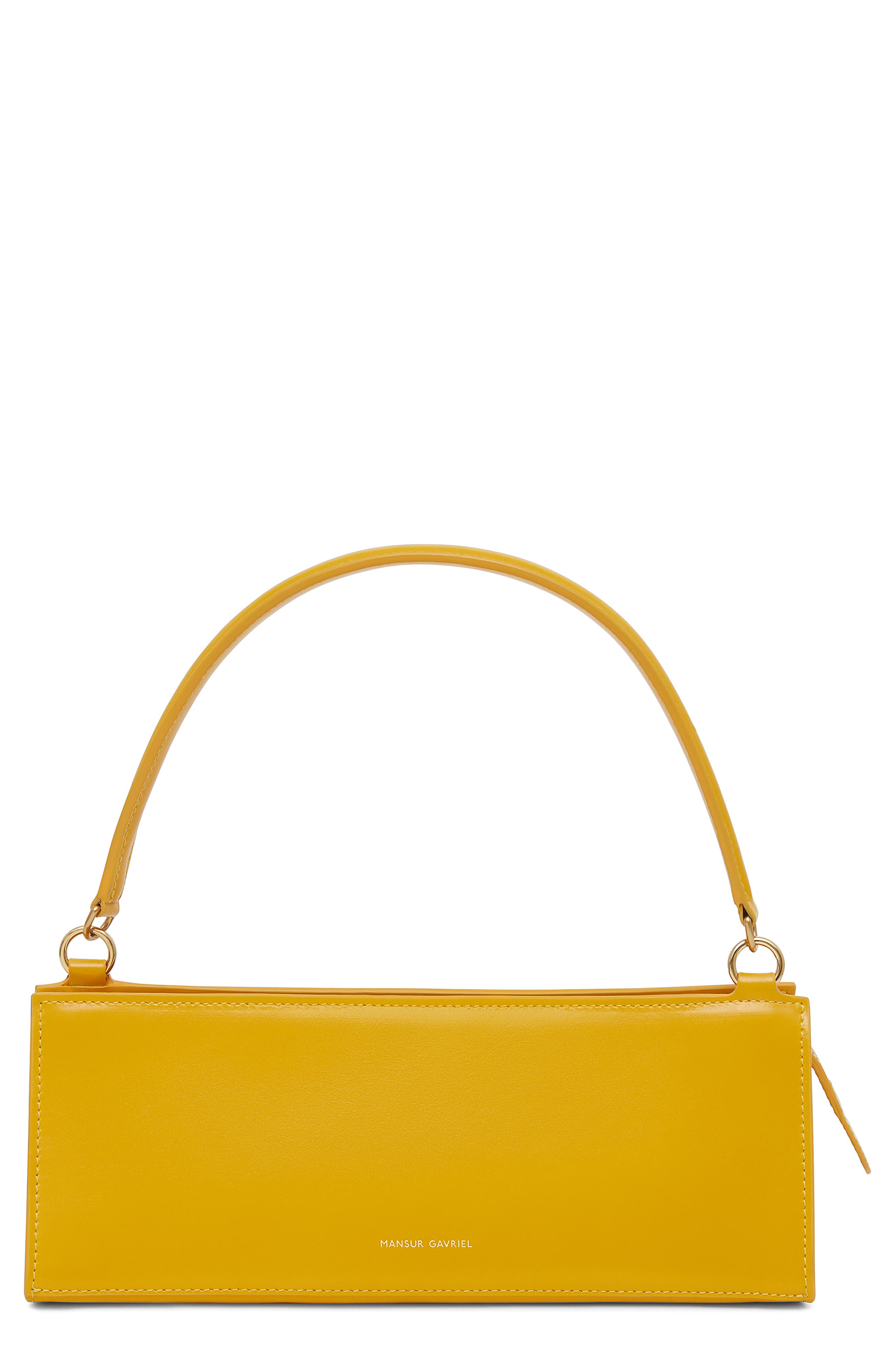 Pencil Case Leather Shoulder Bag, Main, color, GOLDEN YELLOW