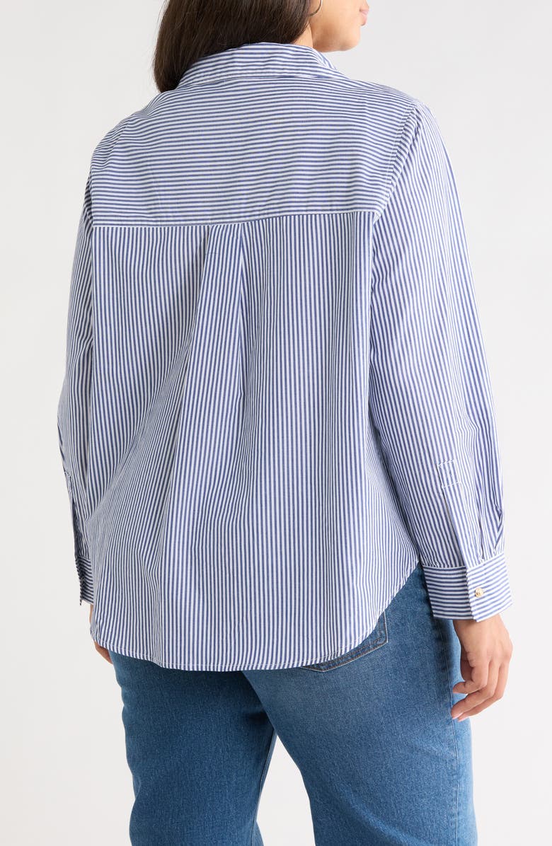 beachlunchlounge Bentley Stripe Cotton Button-Up Shirt, Alternate, color, Santorini