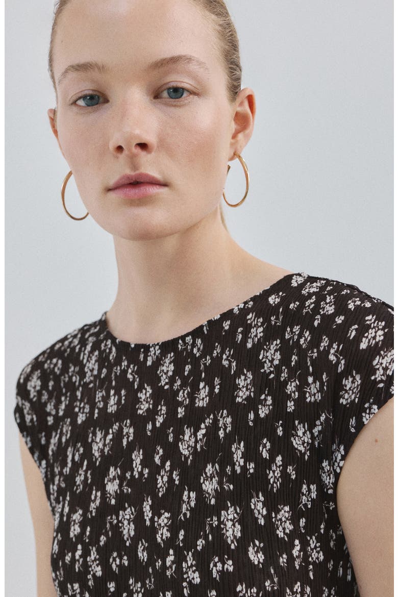 Floral Print Midi Dress, Alternate, color, BROWN