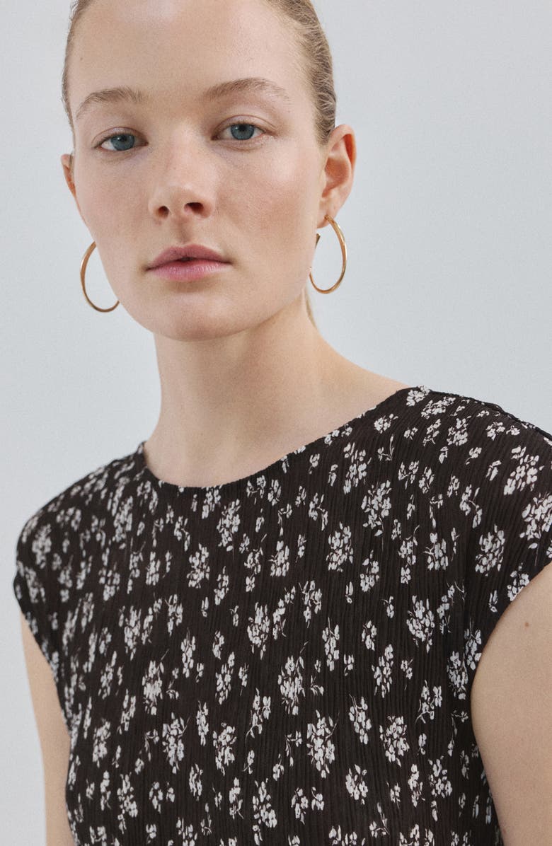 MANGO Floral Print Midi Dress, Alternate, color, Brown