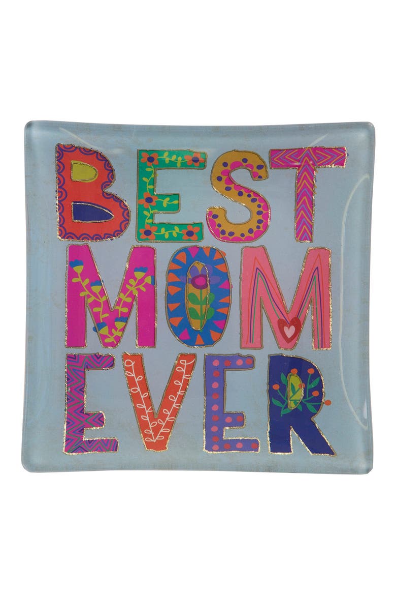 Best Mom Ever Glass Tray, Main, color, WHITE/ MULTI